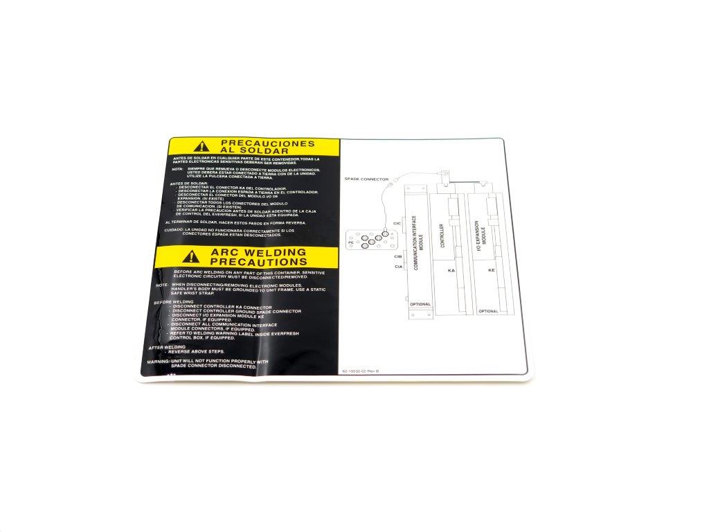 LABEL,WELD PRECAUTION/ENG/SPA